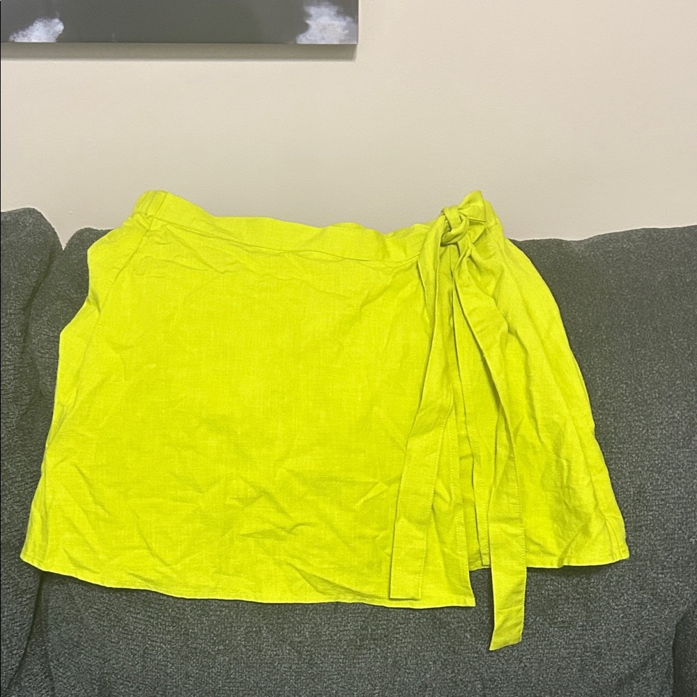 a new day Neon Lime Tie-Waist Mini Skirt